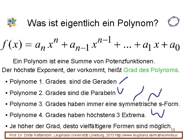 Was ist eigentlich ein Polynom? Ein Polynom ist eine Summe von Potenzfunktionen. Der höchste