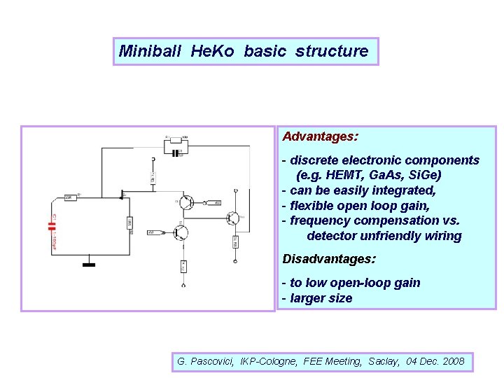 Miniball He. Ko basic structure Advantages: - discrete electronic components (e. g. HEMT, Ga.