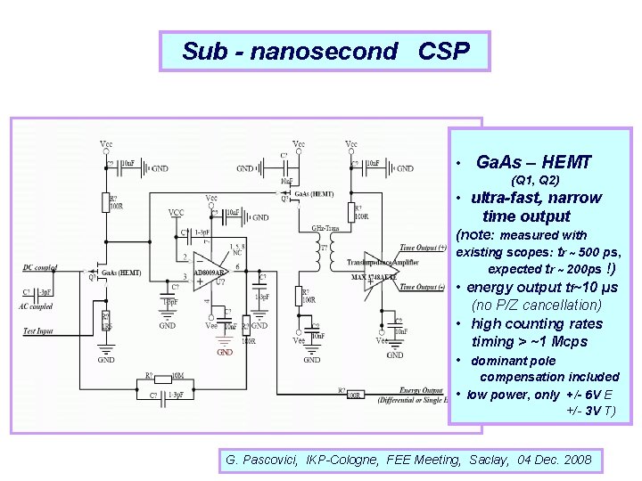 Sub - nanosecond CSP • Ga. As – HEMT (Q 1, Q 2) •