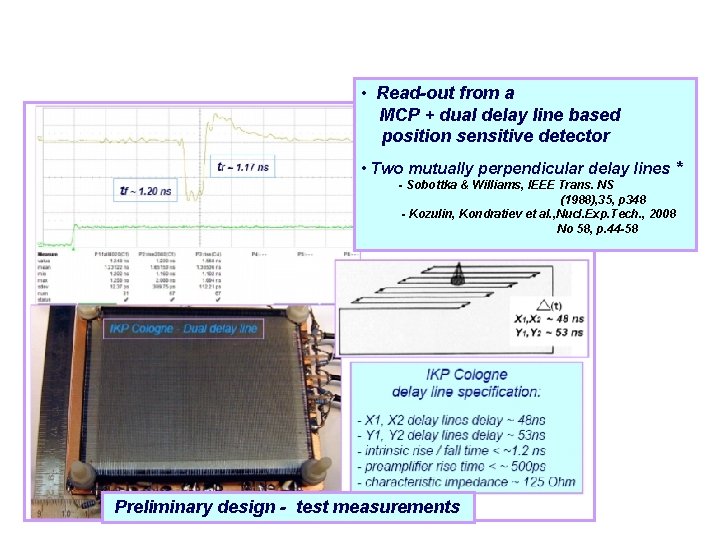  • Read-out from a MCP + dual delay line based position sensitive detector