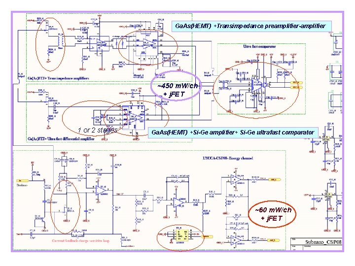 Ga. As(HEMT) +Transimpedance preamplifier-amplifier ~450 m. W/ch + j. FET 1 or 2 stages