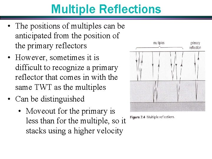 Multiple Reflections • The positions of multiples can be anticipated from the position of Multiple Reflections • The positions of multiples can be anticipated from the position of