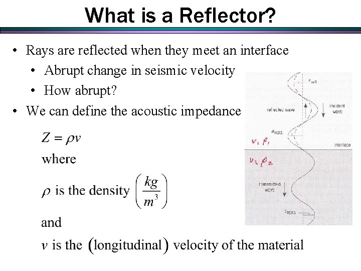 What is a Reflector? • Rays are reflected when they meet an interface • What is a Reflector? • Rays are reflected when they meet an interface •