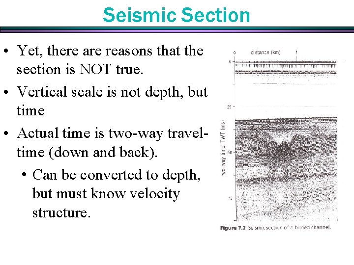 Seismic Section • Yet, there are reasons that the section is NOT true. • Seismic Section • Yet, there are reasons that the section is NOT true. •