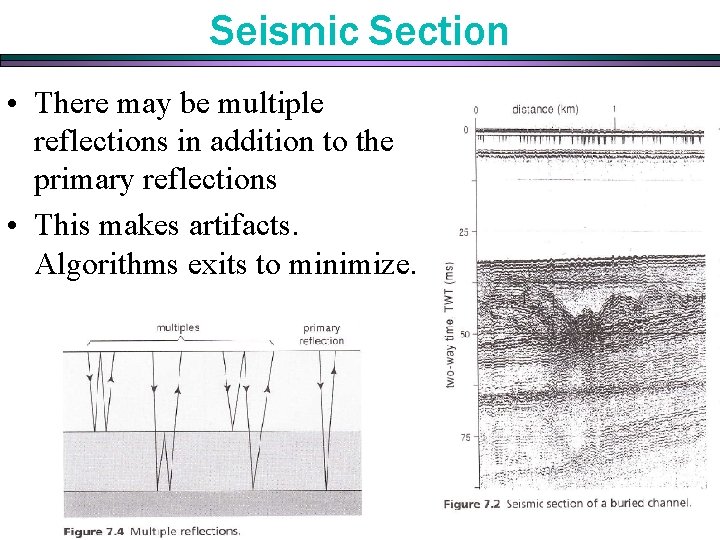 Seismic Section • There may be multiple reflections in addition to the primary reflections Seismic Section • There may be multiple reflections in addition to the primary reflections