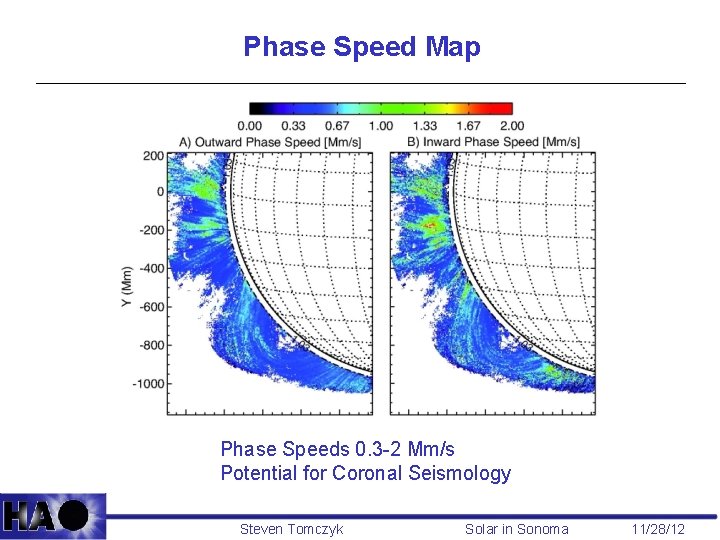 Phase Speed Map Phase Speeds 0. 3 -2 Mm/s Potential for Coronal Seismology Steven