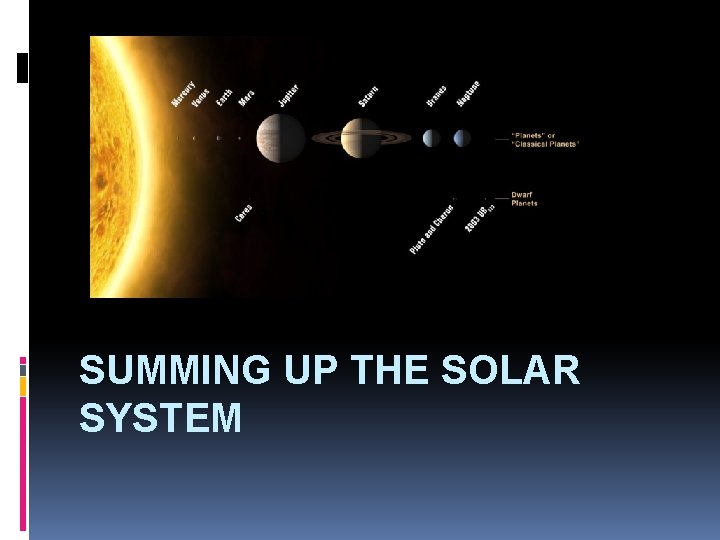 SUMMING UP THE SOLAR SYSTEM 