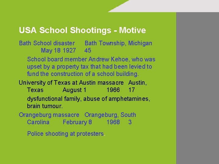 USA School Shootings - Motive Bath School disaster Bath Township, Michigan May 18 1927