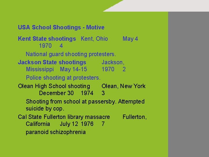 USA School Shootings - Motive Kent State shootings Kent, Ohio May 4 1970 4