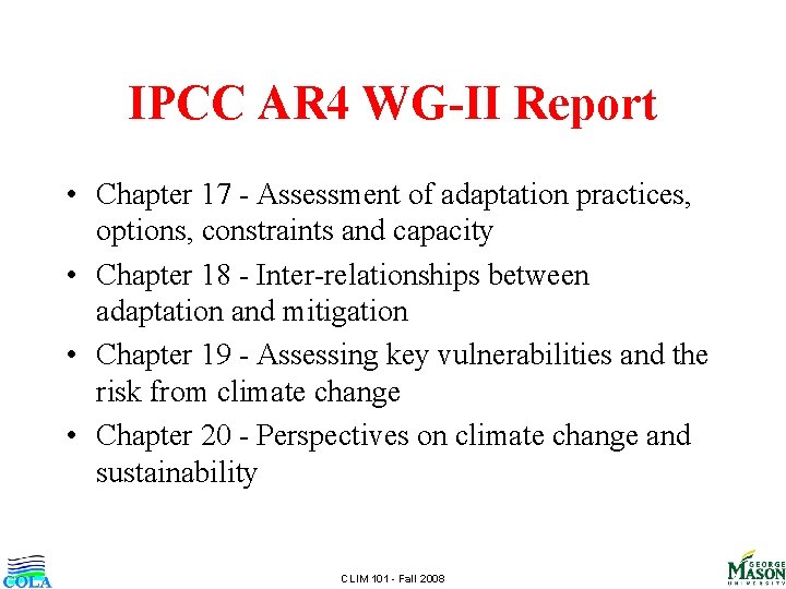 IPCC AR 4 WG-II Report • Chapter 17 - Assessment of adaptation practices, options,