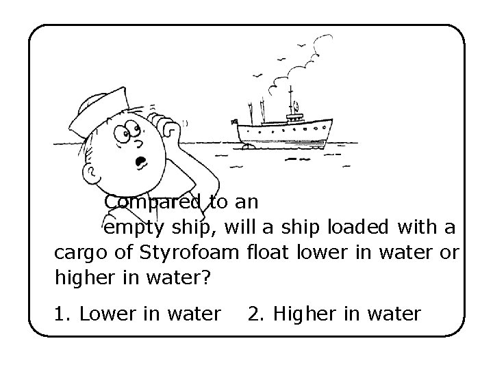Compared to an empty ship, will a ship loaded with a cargo of Styrofoam