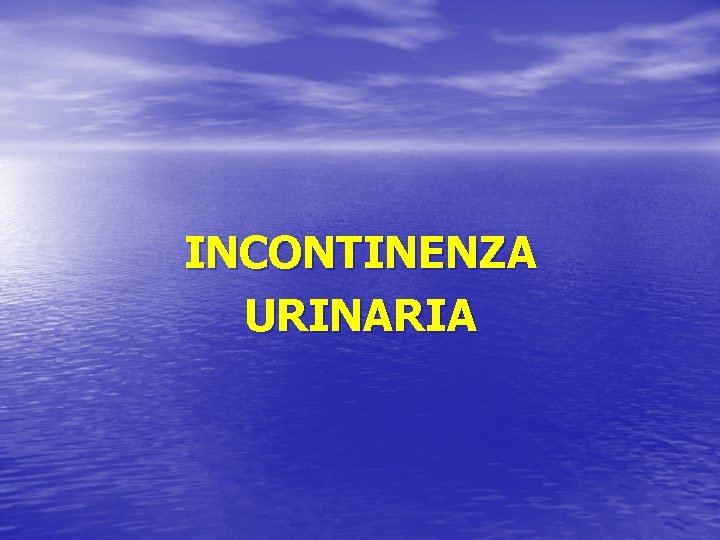 INCONTINENZA URINARIA 