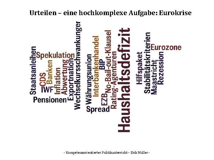 Urteilen – eine hochkomplexe Aufgabe: Eurokrise - Kompetenzorientierter Politikunterricht – Erik Müller - 