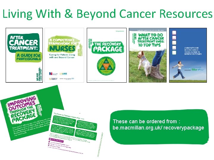 Living With & Beyond Cancer Resources These can be ordered from : be. macmillan.