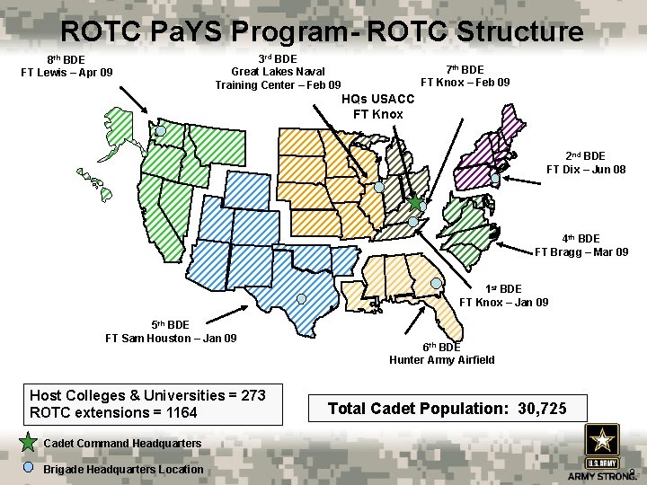 ROTC Pa. YS Program- ROTC Structure 8 th BDE FT Lewis – Apr 09