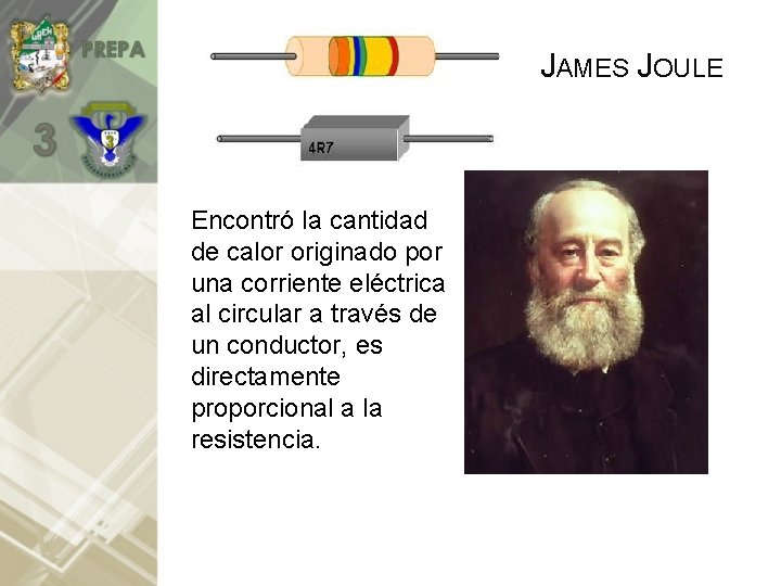 JAMES JOULE Encontró la cantidad de calor originado por una corriente eléctrica al circular