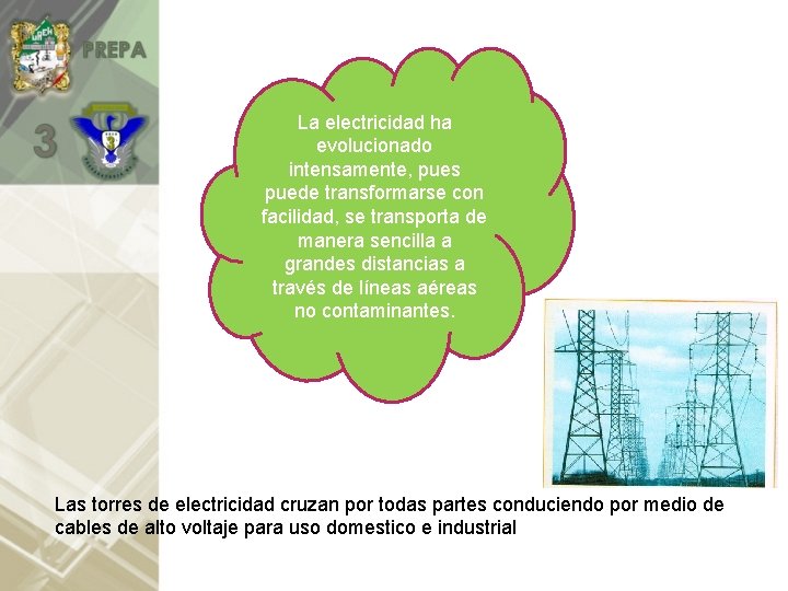 La electricidad ha evolucionado intensamente, pues puede transformarse con facilidad, se transporta de manera