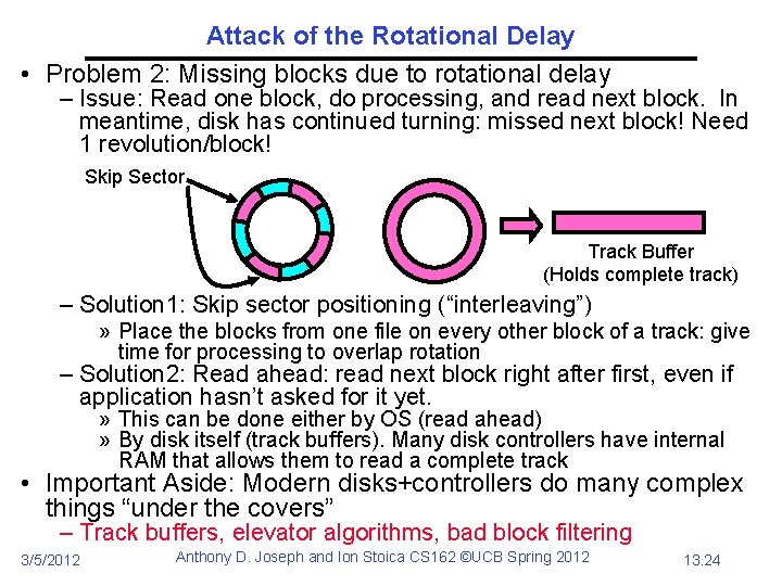 Attack of the Rotational Delay • Problem 2: Missing blocks due to rotational delay