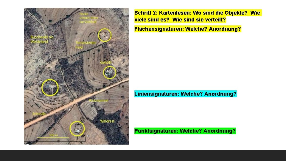 Schritt 2: Kartenlesen: Wo sind die Objekte? Wie viele sind es? Wie sind sie Schritt 2: Kartenlesen: Wo sind die Objekte? Wie viele sind es? Wie sind sie