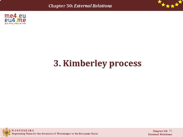 Chapter 30: External Relations 3. Kimberley process MONTENEGRO Negotiating Team for the Accession of