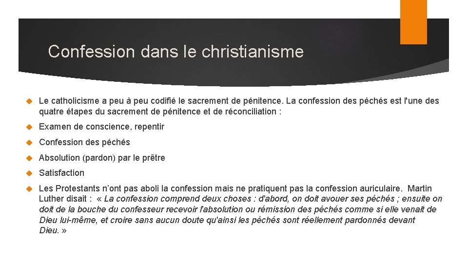 Confession dans le christianisme Le catholicisme a peu à peu codifié le sacrement de