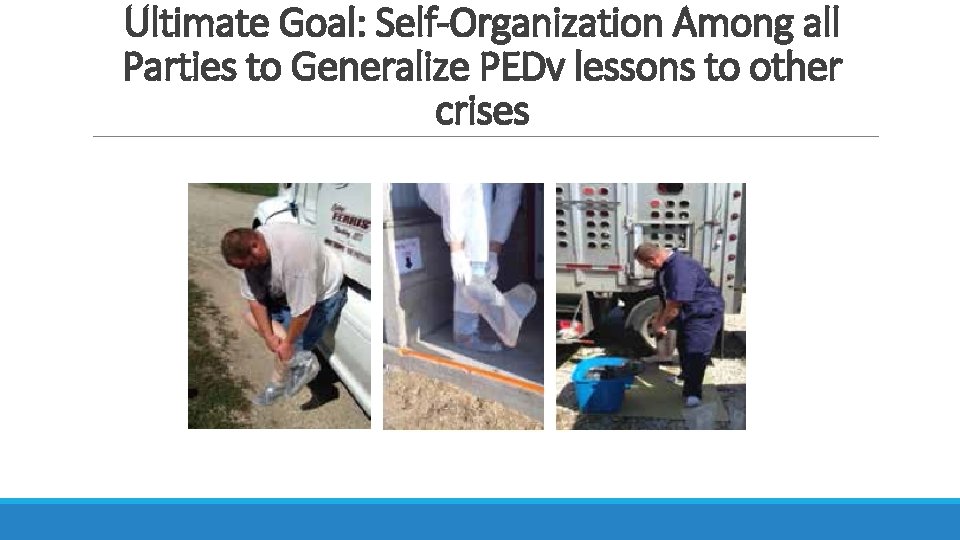 Ultimate Goal: Self-Organization Among all Parties to Generalize PEDv lessons to other crises 