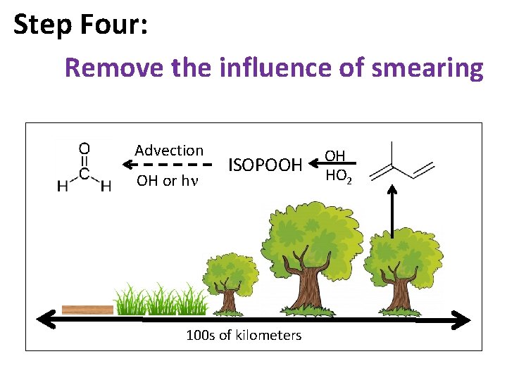 Step Four: Remove the influence of smearing Advection OH or h ISOPOOH 100 s Step Four: Remove the influence of smearing Advection OH or h ISOPOOH 100 s