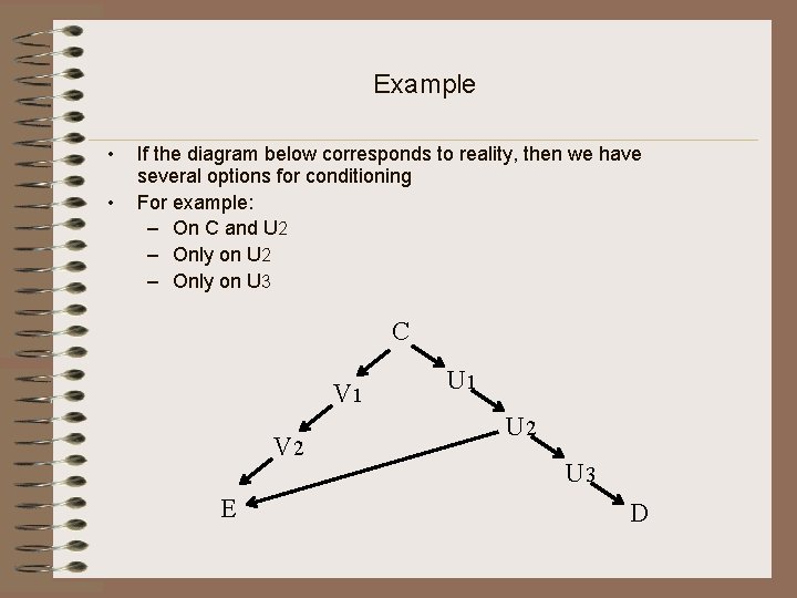Example • • If the diagram below corresponds to reality, then we have several