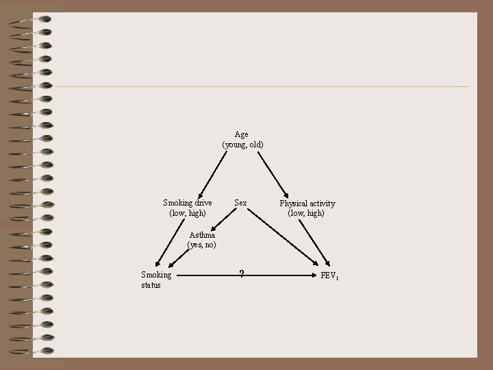  Age (young, old) Smoking drive (low, high) Sex Physical activity (low, high) Asthma