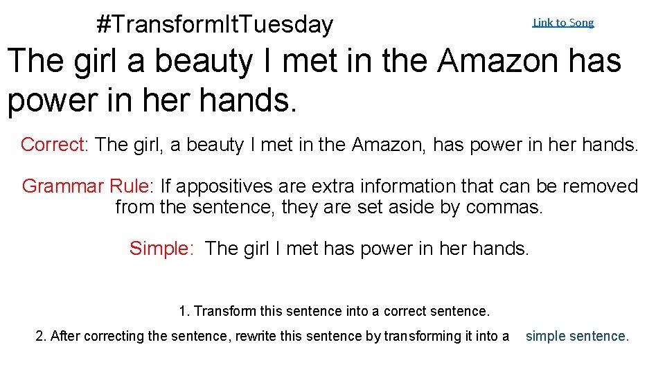 #Transform. It. Tuesday Link to Song The girl a beauty I met in the