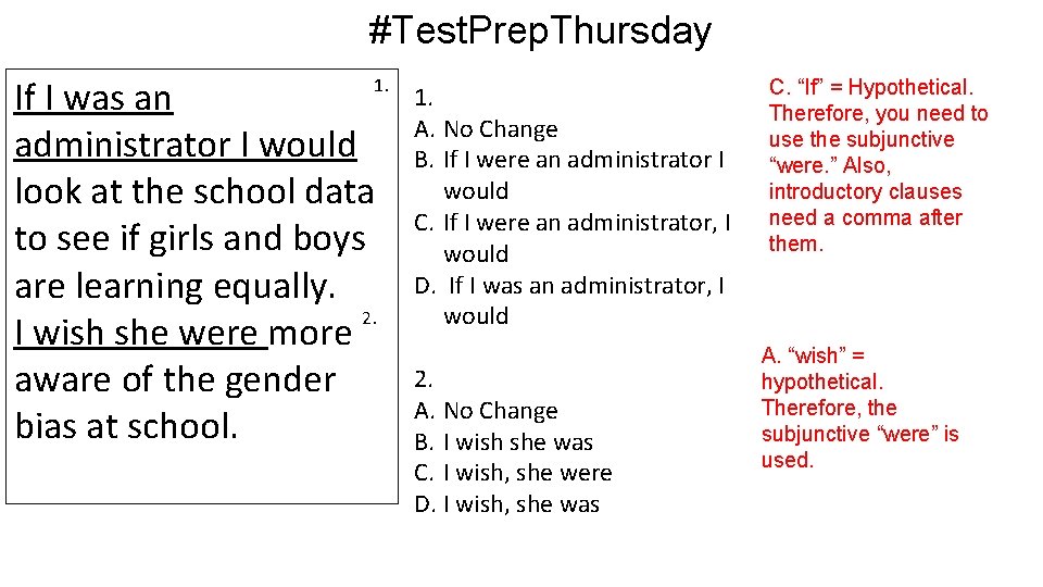 #Test. Prep. Thursday If I was an administrator I would look at the school