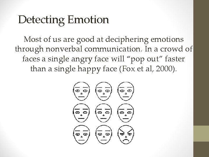 Detecting Emotion Most of us are good at deciphering emotions through nonverbal communication. In