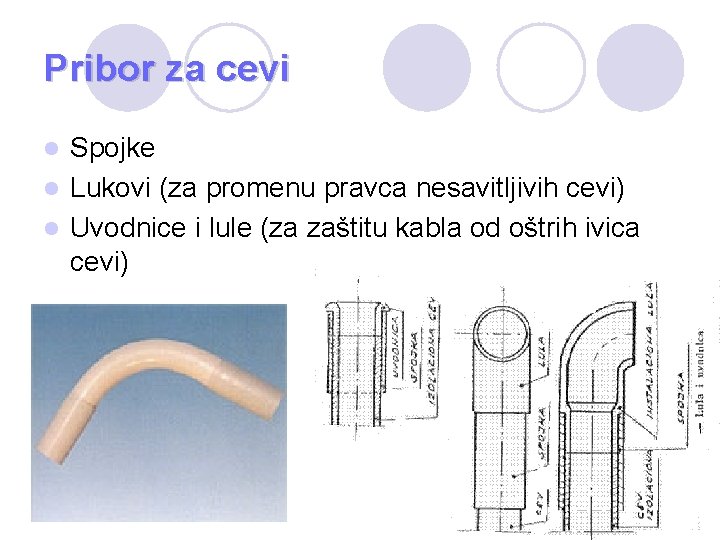 Pribor za cevi Spojke l Lukovi (za promenu pravca nesavitljivih cevi) l Uvodnice i