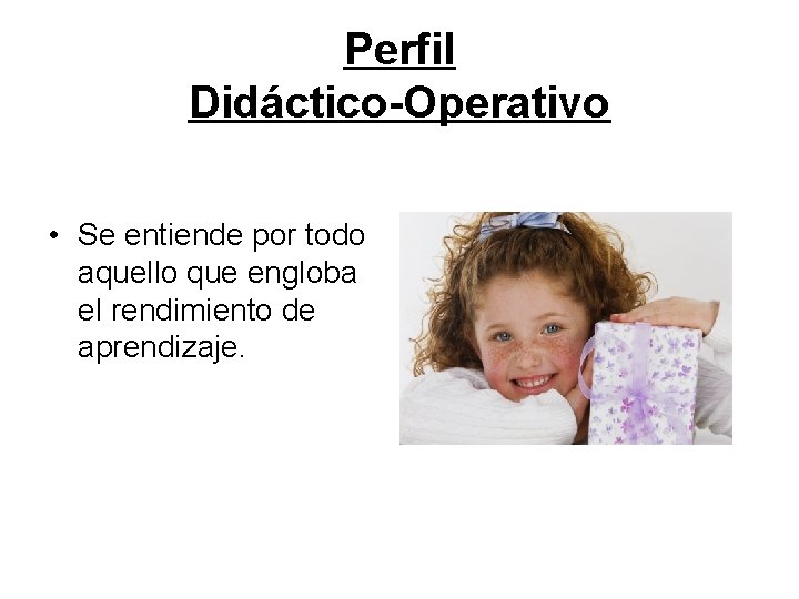 Perfil Didáctico-Operativo • Se entiende por todo aquello que engloba el rendimiento de aprendizaje.