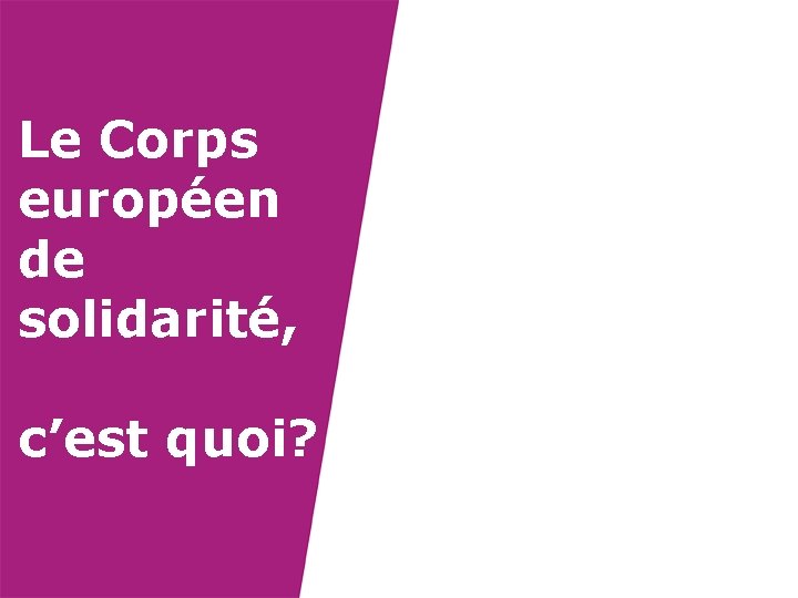 Le Corps européen de solidarité, c’est quoi? 