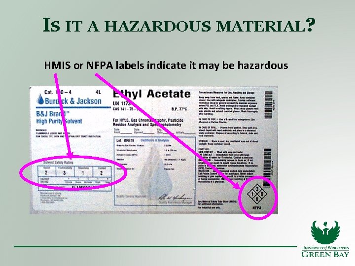 IS IT A HAZARDOUS MATERIAL? HMIS or NFPA labels indicate it may be hazardous