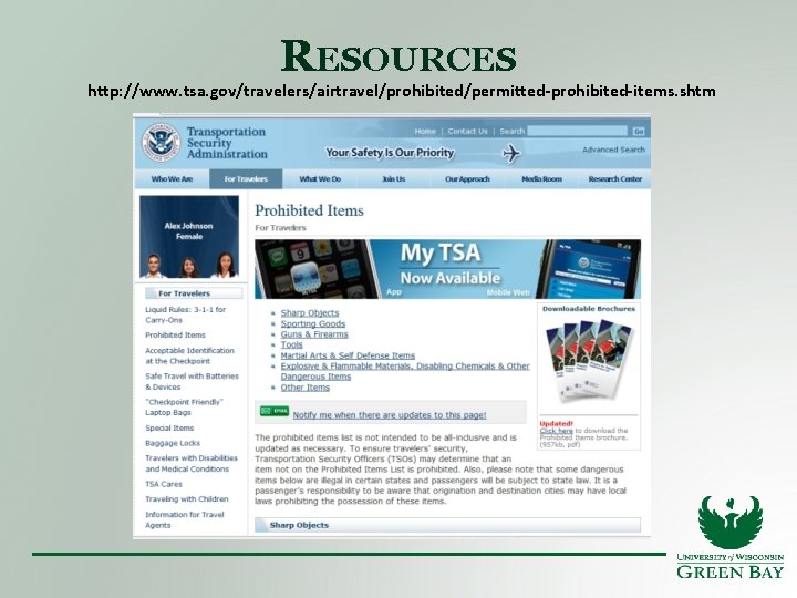 RESOURCES http: //www. tsa. gov/travelers/airtravel/prohibited/permitted-prohibited-items. shtm 