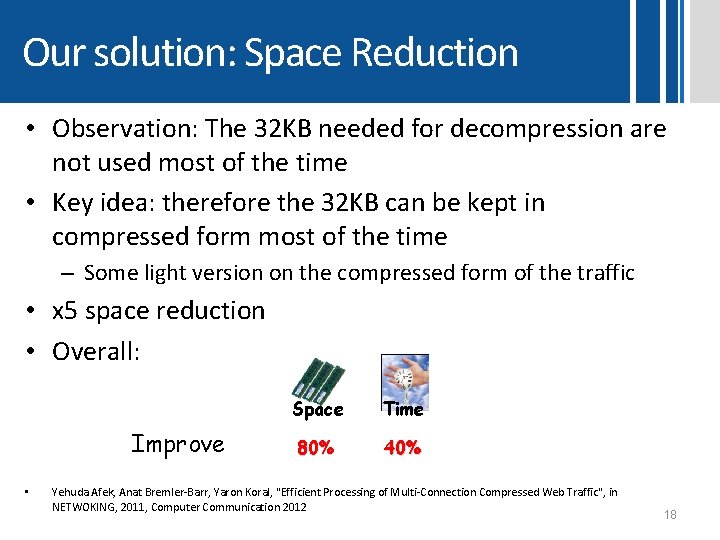 Our solution: Space Reduction • Observation: The 32 KB needed for decompression are not Our solution: Space Reduction • Observation: The 32 KB needed for decompression are not