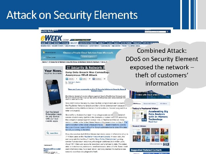 Attack on Security Elements Combined Attack: DDo. S on Security Element exposed the network Attack on Security Elements Combined Attack: DDo. S on Security Element exposed the network