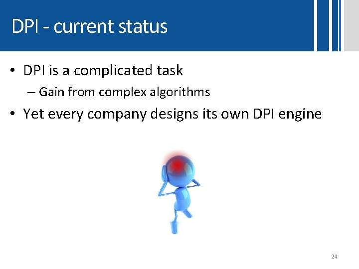 DPI - current status • DPI is a complicated task – Gain from complex DPI - current status • DPI is a complicated task – Gain from complex