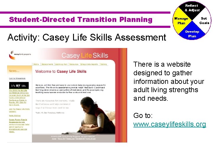 Student-Directed Transition Planning Activity: Casey Life Skills Assessment There is a website designed to