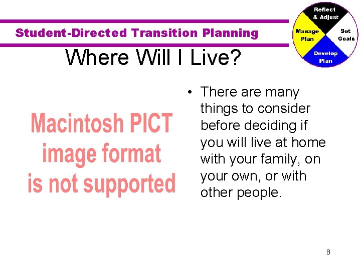 Student-Directed Transition Planning Where Will I Live? • There are many things to consider