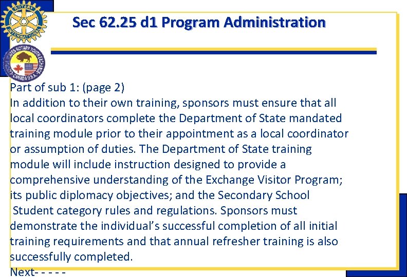 Sec 62. 25 d 1 Program Administration Part of sub 1: (page 2) In