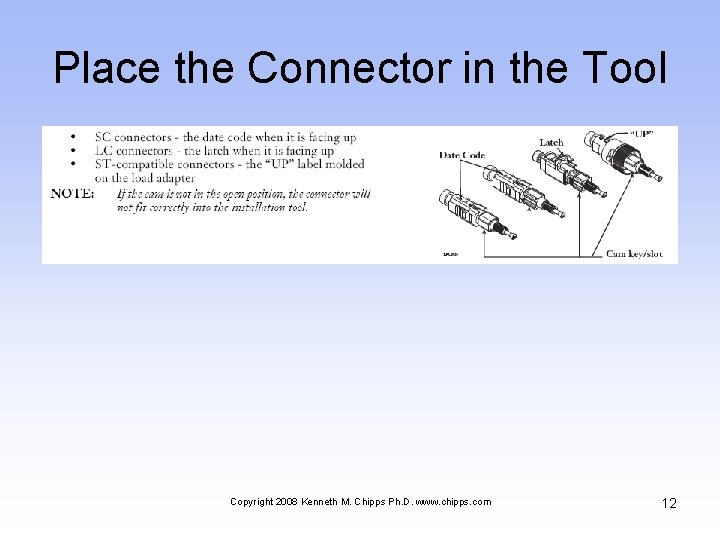 Place the Connector in the Tool Copyright 2008 Kenneth M. Chipps Ph. D. www.