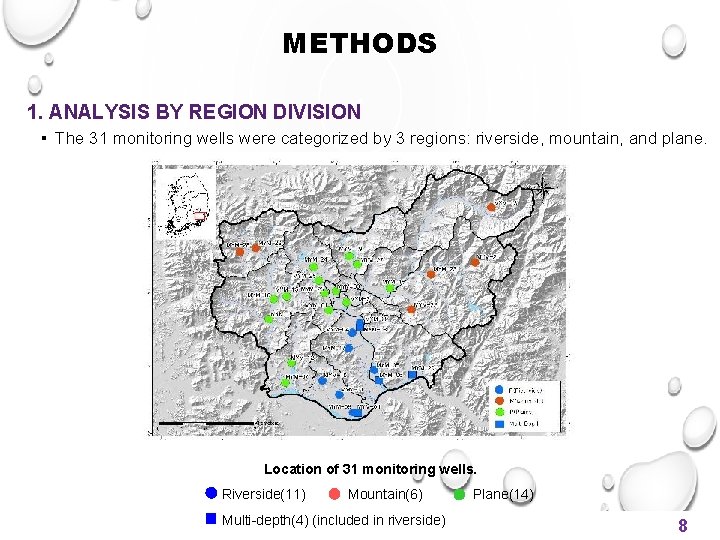 METHODS 1. ANALYSIS BY REGION DIVISION ▪ The 31 monitoring wells were categorized by