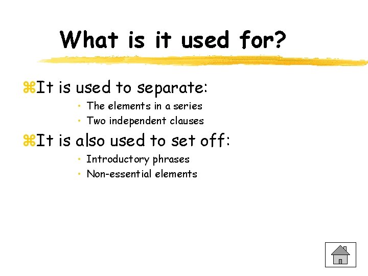 What is it used for? z. It is used to separate: • The elements