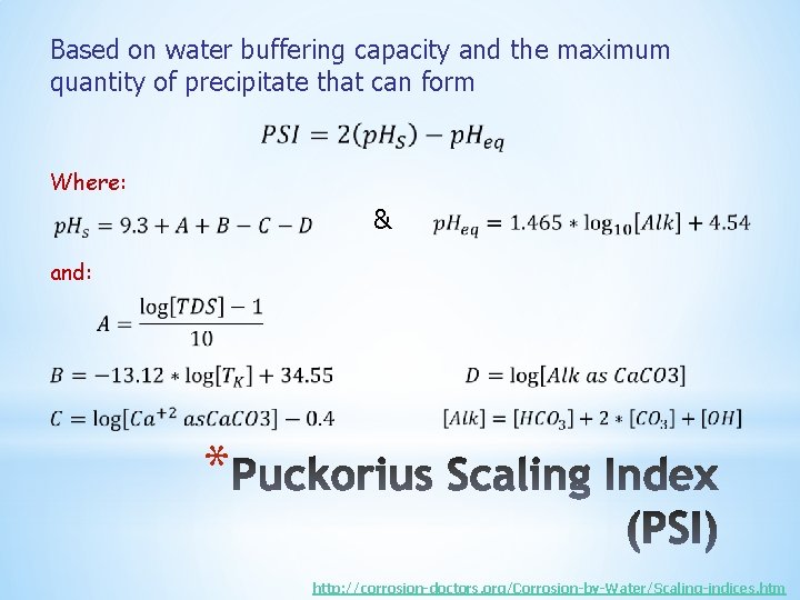 Based on water buffering capacity and the maximum quantity of precipitate that can form