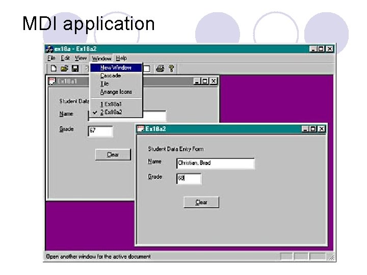 MDI application MDI application
