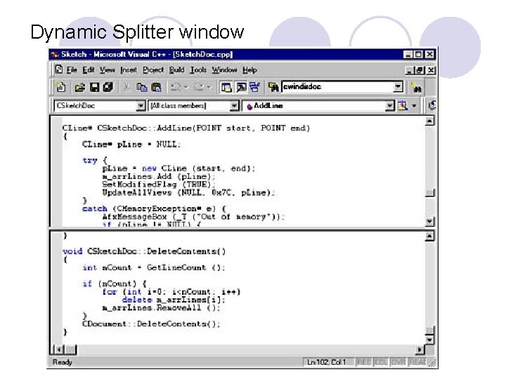 Dynamic Splitter window Dynamic Splitter window