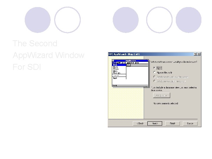 The Second App. Wizard Window For SDI The Second App. Wizard Window For SDI